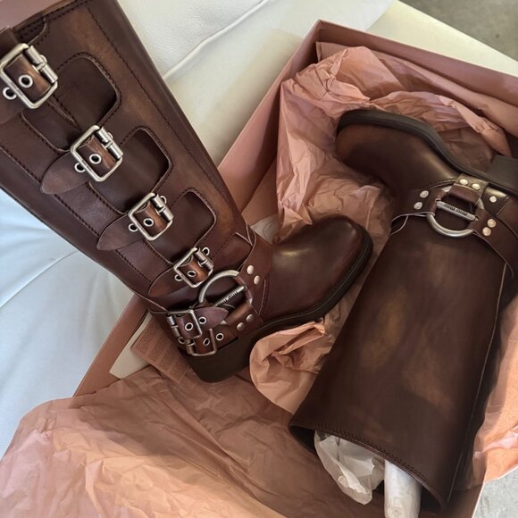 New in Box MIU MIU Buckle Harness Boots - size 37 - Picture 7 of 16